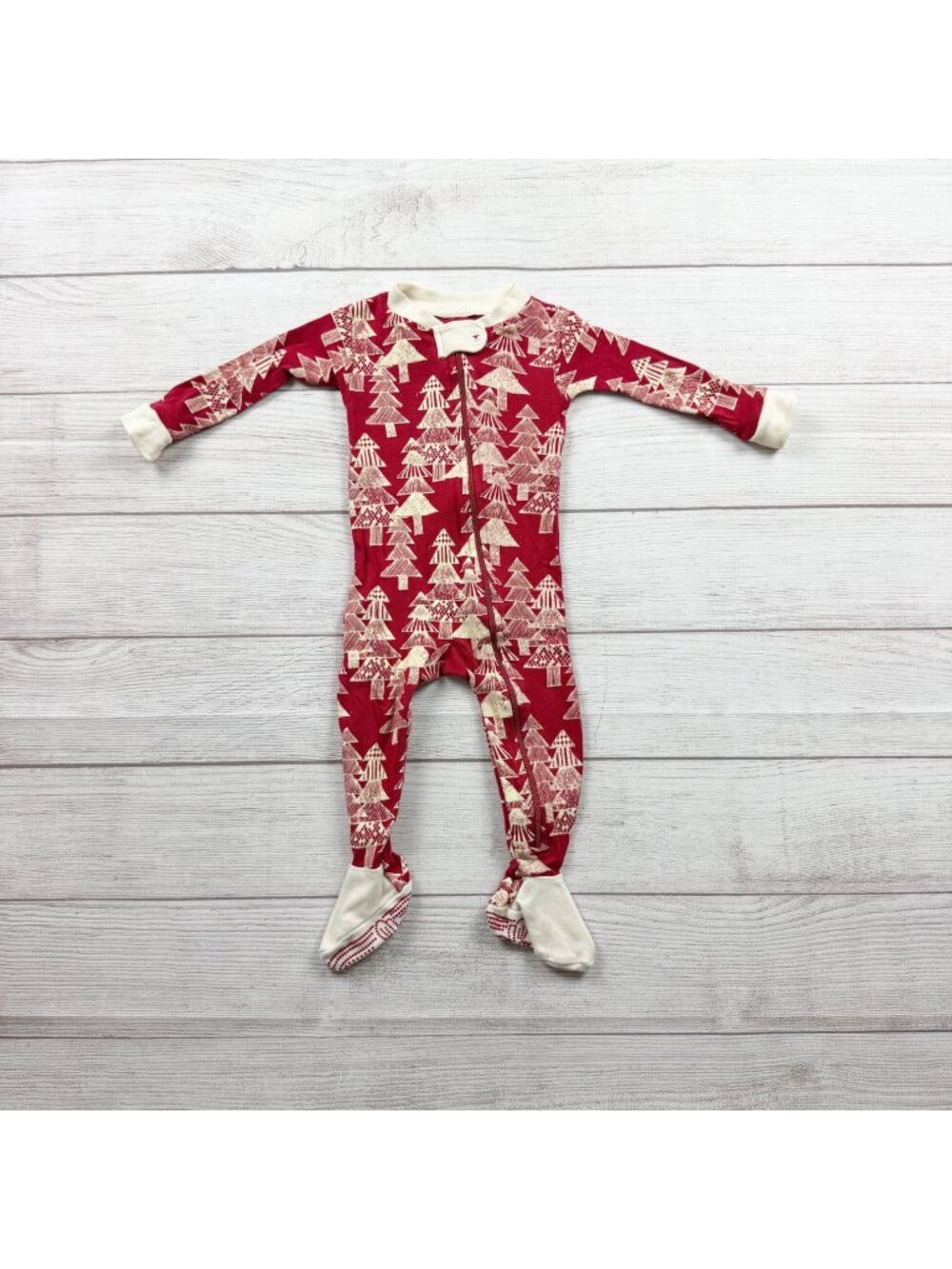 Burt’s Bees Baby Organic Cotton Zip Up Footed Pajamas Festive Print 6-9 Months